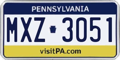 PA license plate MXZ3051