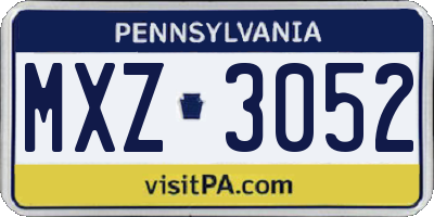 PA license plate MXZ3052