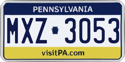PA license plate MXZ3053