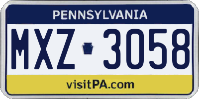 PA license plate MXZ3058