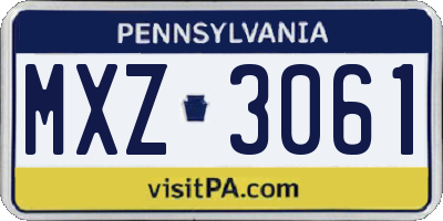 PA license plate MXZ3061