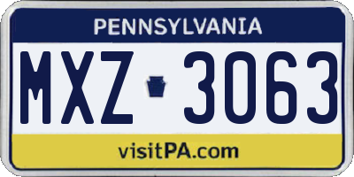 PA license plate MXZ3063