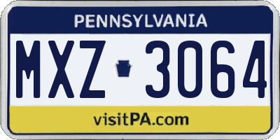 PA license plate MXZ3064