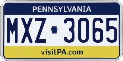 PA license plate MXZ3065