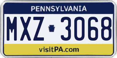 PA license plate MXZ3068