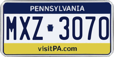 PA license plate MXZ3070