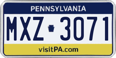 PA license plate MXZ3071