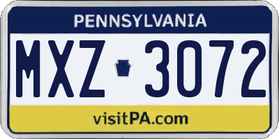 PA license plate MXZ3072