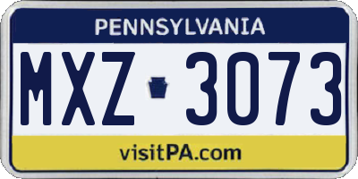 PA license plate MXZ3073