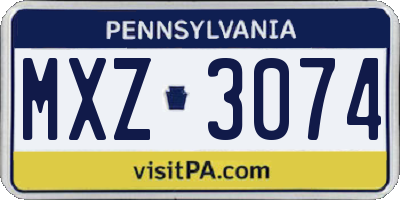 PA license plate MXZ3074