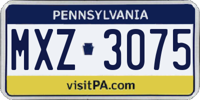 PA license plate MXZ3075