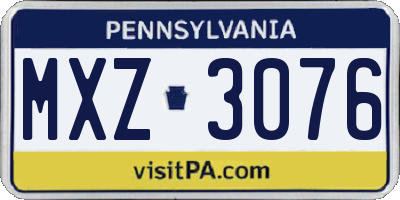 PA license plate MXZ3076