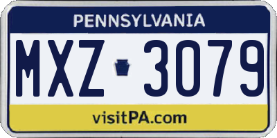 PA license plate MXZ3079