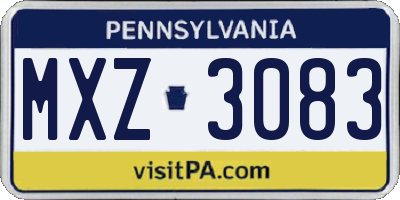 PA license plate MXZ3083