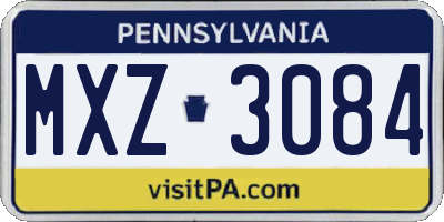 PA license plate MXZ3084