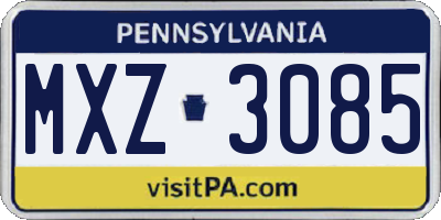 PA license plate MXZ3085