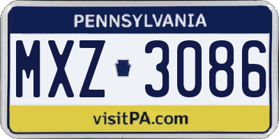 PA license plate MXZ3086