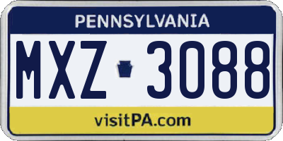 PA license plate MXZ3088