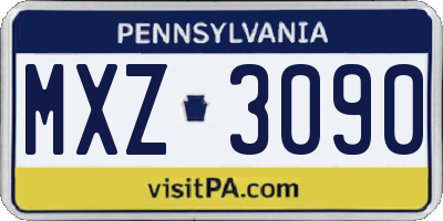 PA license plate MXZ3090
