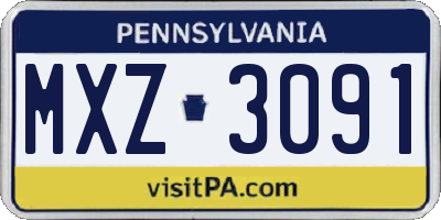 PA license plate MXZ3091