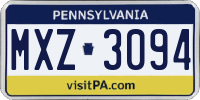 PA license plate MXZ3094