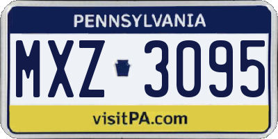 PA license plate MXZ3095