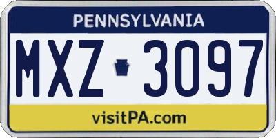 PA license plate MXZ3097