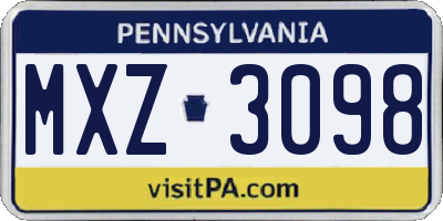 PA license plate MXZ3098