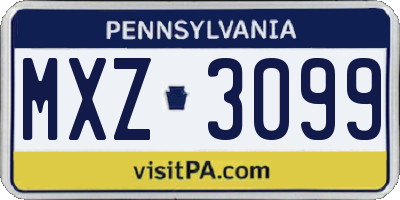PA license plate MXZ3099