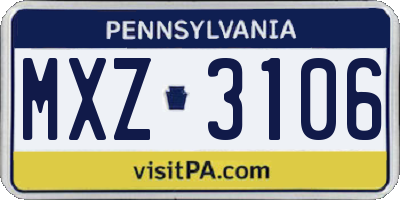 PA license plate MXZ3106