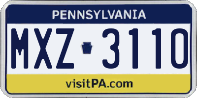 PA license plate MXZ3110