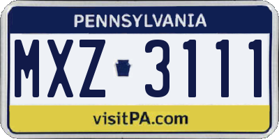 PA license plate MXZ3111