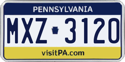 PA license plate MXZ3120