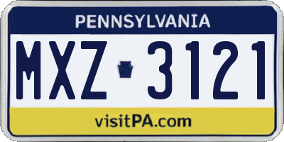 PA license plate MXZ3121