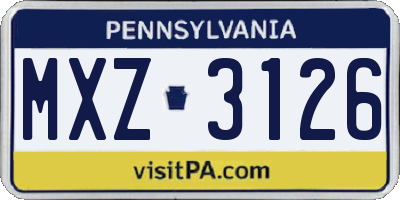 PA license plate MXZ3126