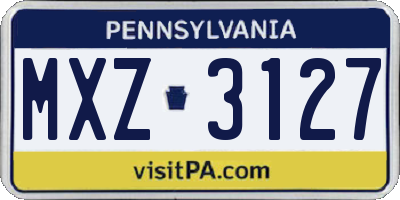 PA license plate MXZ3127