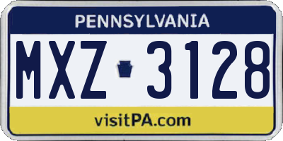 PA license plate MXZ3128