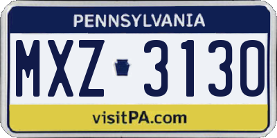 PA license plate MXZ3130