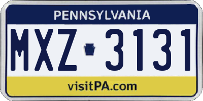 PA license plate MXZ3131