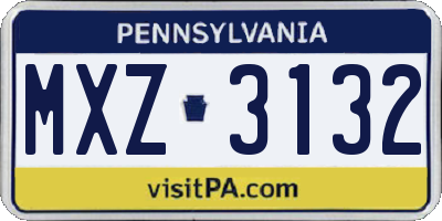 PA license plate MXZ3132