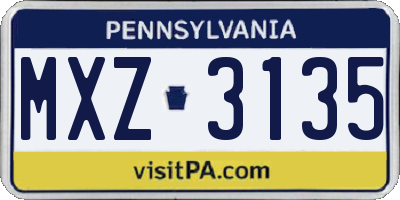 PA license plate MXZ3135