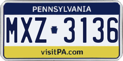 PA license plate MXZ3136