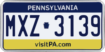 PA license plate MXZ3139