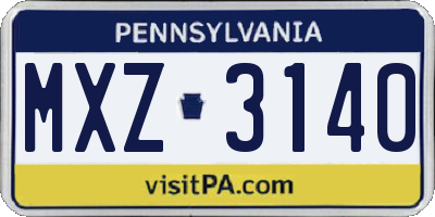PA license plate MXZ3140