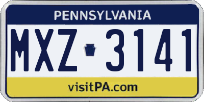 PA license plate MXZ3141