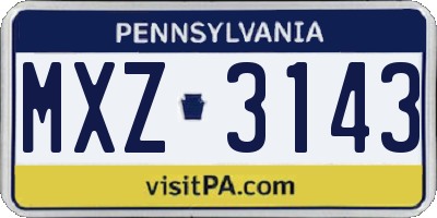 PA license plate MXZ3143