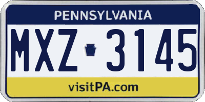 PA license plate MXZ3145