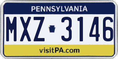 PA license plate MXZ3146