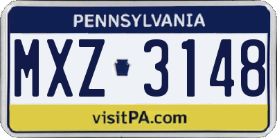 PA license plate MXZ3148