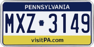 PA license plate MXZ3149
